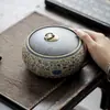 Bote de té cerámico vintage estilo chino, tarro de almacenamiento de té, tarro sellado, a prueba de humedad, adorno exquisito de alta gama para té Pu'er, negro y verde