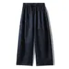 Elegância ao LuarEstilo Nacional 23mm Novo Jacquard de Seda Xiangyun Calça Casual de Perna Larga Emagrecedora Calças Femininas de Seda para o Verão