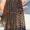 Ojos de arcoíris naturales ojos morados verdes cuentas redondas de obsidiana helada pulsera semiacabada cuentas sueltas negro dorado Yao Accesorios Mayoreo