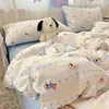Juego de cuatro piezas de gasa de algodón burbuja Xiaozhu Clase A, estilo fresco y simple, adecuado para camas individuales o dobles de dormitorio, para usar en ropa de cama del hogar durante todo el año
