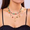 Collar navideño europeo y americano de gran venta transfronteriza con diseño de dibujos animados de cristal de cerámica suave, árbol de Navidad, muñeco de nieve, collar multicapa de 3 piezas