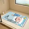 Alfombra Antideslizante de Baño de Dibujos Animados, Alfombrilla de Piso de PVC con Ventosas, Alfombrilla para Pies Anticaída para Ducha, para Niños y Personas Mayores en el Baño