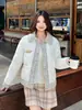 Chaqueta de plumón de algodón Falsa de Dos Piezas para Mujer, Nuevo Estilo Coreano de Invierno, Elegante Empalme de Camisa, Abrigo Corto Cálido Casual a la Moda, Elegante