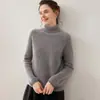 Estilo suave y relajado, suéter de cachemira de cuello alto para mujer, otoño e invierno, con patrón de punto texturizado, engrosado para abrigar y diseñado como capa base