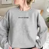Moletom Feminino com Gola Redonda e Forro de Fleece com Estampa de Slogan em Cor Sólida para Primavera e Outono, Blusa Esportiva Casual de Manga Longa para Site de Comércio Exterior Independente