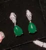 Joyería de Lujo Forma de Serpiente Esmeralda Piedra Preciosa Collar Cena de Boda Verde Pavo Real Gota de Agua Serpiente Espíritu Pendientes Set