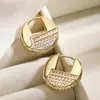 Aogu Pendientes Retro de Latón Chapado en Oro de 18K con Circonita, Moda Transfronteriza Europea y Americana, Elegantes Pendientes Versátiles de Gama Alta de Nicho para Mujer