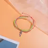 Pulseira com pingente de liga simples europeia e americana, pulseira trançada multicamadas, mistura de cores, joias populares para atacado