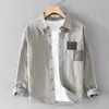 Camisa de manga larga de fibra de bambú, estilo ropa de trabajo, corte holgado, colección de otoño, marca profesional, ropa formal, resistente a las arrugas, camisa de rayas, para hombre