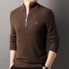 Suéter de punto con cuello alto y cremallera Hengyuanxiang para hombre, nuevo de Otoño e Invierno 2024, 100% lana pura, Suéter para hombre
