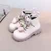 2025 Nuevo Invierno Dos Algodones Terciopelo Corto Zapatos para Niños Estilo Coreano Botas de Cuero para Niñas Botines para Niños Botas de Media Pantorrilla 3998