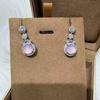 Nuevos Pendientes Estilo Chino Calcedonia Natural Color Hielo Verde Esmeralda Aguja de Plata Incrustados Pendientes de Jade Pendientes Explosivos