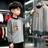 Camiseta de Manga Larga de Forro Polar con Estampado Divertido para Niños, Primavera y Otoño, para Niños Medianos y Grandes, Estilo Coreano, Elegante, Informal, Capa Base