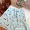 Pijama Dulce Estilo Japonés con Estampado de Dálmata Azul para Mujer, Verano Manga Corta Shorts, Se Puede Usar Afuera, Conjunto de Dos Piezas, Ropa de Casa para Estudiantes