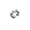 Anillo Abierto de Plata de Ley s925 Patrón de Hierba Tang Teñida Elemento de Tendencia Nacional para Mujer Estilo Frío ins Anillo Simple de Nicho