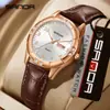 Reloj Transfronterizo Sanda Moda Reloj de Cuarzo 30m Resistente al Agua Estilo Coreano para Mujer Simple Incrustado de Diamantes Calendario Doble Correa de Cuero