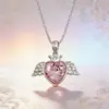 Colar Cruzado Temu Novo Estilo Asas de Coração para Mulheres, Luxo Leve, Alto Padrão, Doce e Feminino, Corrente para Clavícula Coração do Oceano