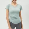 Nueva Colección Primavera/Verano 2026 Ropa de Yoga para Mujer, Camiseta Deportiva de Manga Corta con Cuello en V, Sensación Nude, Ajustada, para Correr, con Almohadillas en el Pecho, Top de Fitness