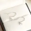 Cuerpo S925 Plata de ley Cuello largo Gancho para la oreja Gancho vacío Accesorios DIY Pendientes de perla Gancho de cuentas redondas Pin para pendientes