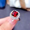 Anel aberto de diamante completo com separação de cores de rubi natural imitação de alta qualidade, novo, mais vendido, para celebridades online, anel de tesouro colorido feminino