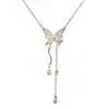 Collar de Plata Electrochapada Gruesa con Borla de Concha y Mariposa, Nuevo Estilo de Verano, Cadena para Clavícula con Diseño Elegante y Lujoso, Dulce y Versátil