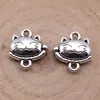 15x 15.4x 5.4mm 2.7g plata antigua DIY accesorios de joyería retro cabeza de gato de la suerte conector