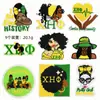 Parche bordado con eslogan de figura femenina negra en tema amarillo y verde para ropa, bolsos, insignias, parches bordados decorativos