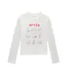 Camiseta de mujer azul marino, cuello redondo, hombros normales, manga larga, nuevo estilo primavera y otoño, con estampado único de casa, corte ajustado, top versátil para mujer