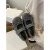 Zapatos de lana de corte bajo peludos con aumento de altura oculto Zapatos Birkenstock 4cm niño Otoño Invierno Mary Jane estilo Coco Chanel suela gruesa gris mariposa