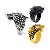 Anillo de acero de titanio para hombre con cabeza de lobo Haiteng Anillo de acero de titanio pulido Vikingo Nórdico Venta al por mayor directa de fábrica de anillos