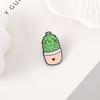 Broche de cacto de estudante de desenho animado bonito europeu e americano liga pingando óleo de planta distintivo bolsa de aloe