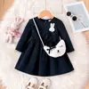 Fábrica de origen, precios al por mayor para exportación y ventas transfronterizas: vestido de pana para niña con encaje, manga larga, estilo princesa, ropa para niños