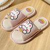 Pantuflas de lino de dibujos animados al por mayor para mujer, verano, cuatro estaciones, hogar, piso de madera, domésticas, para parejas, algodón y lino, absorbentes del sudor, antideslizantes