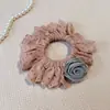 El Estilo Coreano es Impresionante~~ Estilo Hada de Gama Alta Mismo Estilo de Dongdaemun Scrunchie de Flor de Rosa con Diadema de Encaje Hueco