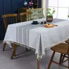 Toalha de mesa listrada com franjas, de alta qualidade, à prova de poeira, resistente ao desgaste, resistente a óleo, toalha de mesa para jantar, mais vendida na Amazon, tapete de mesa de centro transfronteiriço