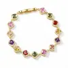 Pulseira Oval Colorida Brilhante de Zircônia de Luxo Leve, Joia de Pulseira Dopamina Multicolorida Exquisita Deslumbrante e Luxuosa