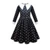 Miércoles Addams Cosplay Disfraz Transfronterizo Versión Infantil Halloween Vestido Negro de Gasa Una Pieza