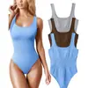 Comercio Exterior Transfronterizo Europeo y Americano Amazon Verano Aliexpress Mono Ajustado sin Mangas con Cuello en U para Mujer