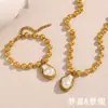 Pulsera de Perlas Barrocas con Cuentas Redondas de Acero Inoxidable Chapado en Oro de 18K, Joyería Creativa Exagerada de Moda de Personalidad Transfronteriza Europea y Americana