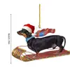 Dachshund y Navidad Adorno de Árbol de Navidad Acrílico Adorno de Perro Salchicha Manualidad de Perro Decoración de Perro para el Hogar Fiesta de Invierno