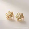 Brincos de Tarraxa Yanbai Elegantes de Floco de Neve Exquisitos com Zircônia Microincrustada Trabalho Pesado Totalmente em Diamante Nicho de Alto Padrão Temperamento Brincos Femininos