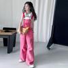 Conjunto de Petos para Niñas 2025 Verano Nuevo Chaleco con Estampado de Letras Pantalones de Pierna Ancha Conjunto de Dos Piezas para Niños Mayores Moda Pantalones Largos hasta el Suelo