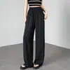 Pantalones de Lino Tencel para Mujer en Color Albaricoque, Gama Alta Resistentes a las Arrugas, Caída Fluida, Versión Estrecha Petite Estilo Yamamoto Pantalones de Pierna Recta de Seda Helada de Pierna Ancha