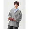 Nueva sudadera con cuello de polo para hombre, una prenda moderna y elegante para primavera y otoño, con un tacto de alta gama, corte holgado y un diseño de manga larga de estilo americano de peso pesado
