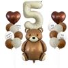 Set de Globos de Osito Mate Lindo con Foil Arcoíris Corazón Número Decoración para Fiesta de Cumpleaños Infantil Globos Arcoíris