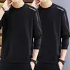 Sudadera de hombre para primavera y otoño, talla grande, versátil, holgada, casual, moderna, jersey de cuello redondo, gruesa, camisa base elegante