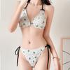 Bikini de Lujo, Dulce y Lindo para Niña, Pequeña Fragancia, Traje de Baño Sexy de Tres Piezas con Abertura para Vacaciones en la Playa