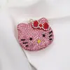 Llavero de Cabeza de Gato con Diamantes de Dibujos Animados Lindo Accesorios Colgante para Bolso de Gato Kt Accesorios Hechos a Mano para Bricolaje Venta al por Mayor