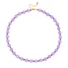 Collar Puzuo Verano Dopamina Cristal de Litio Púrpura Natural Cadena de Clavícula Elegante con Cuentas de Lujo Ligero Regalo para Novia