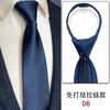 Vestido Camisa de Cuello Blanco para Negocios y Trabajo, Corbata de Cremallera Simple sin Nudos, Rayas Azul Oscuro